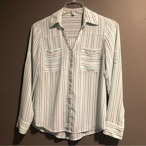 Express The Portofino Striped Long Sleeve Shirt Small